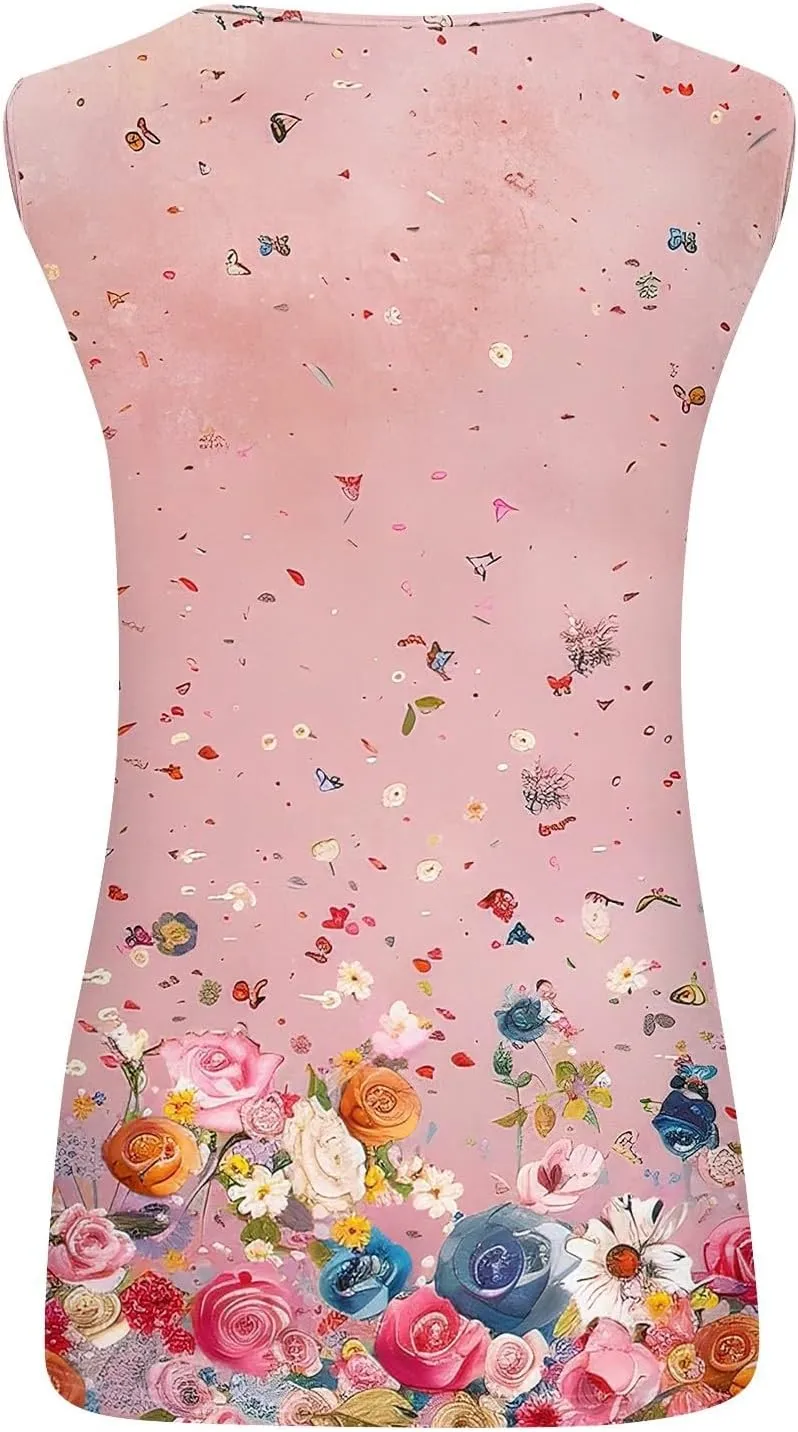 2025 Tank Top for Women Summer Outfits V Neck T Shirts Trendy Eyelet Sleeveless Basic Beach Vacation Clothes