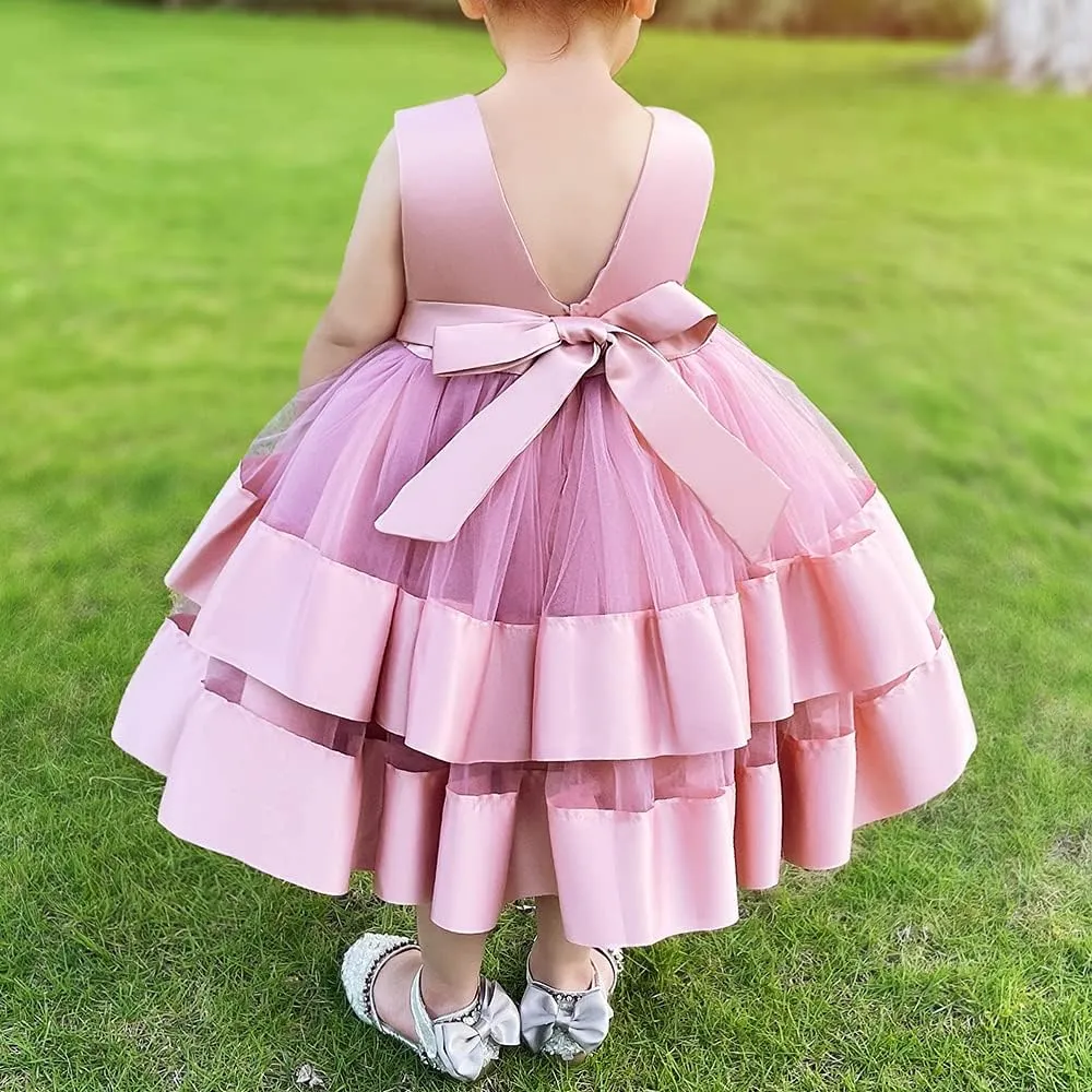3M-6T Baby Girl Ruffle Lace Backless Pageant Dress Toddler Tutu Gown Flower Tulle Party Dresses