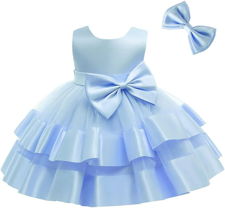 3M-6T Baby Girl Ruffle Lace Backless Pageant Dress Toddler Tutu Gown Flower Tulle Party Dresses