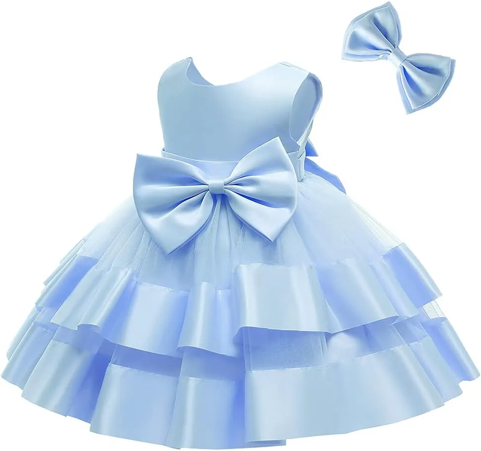 3M-6T Baby Girl Ruffle Lace Backless Pageant Dress Toddler Tutu Gown Flower Tulle Party Dresses