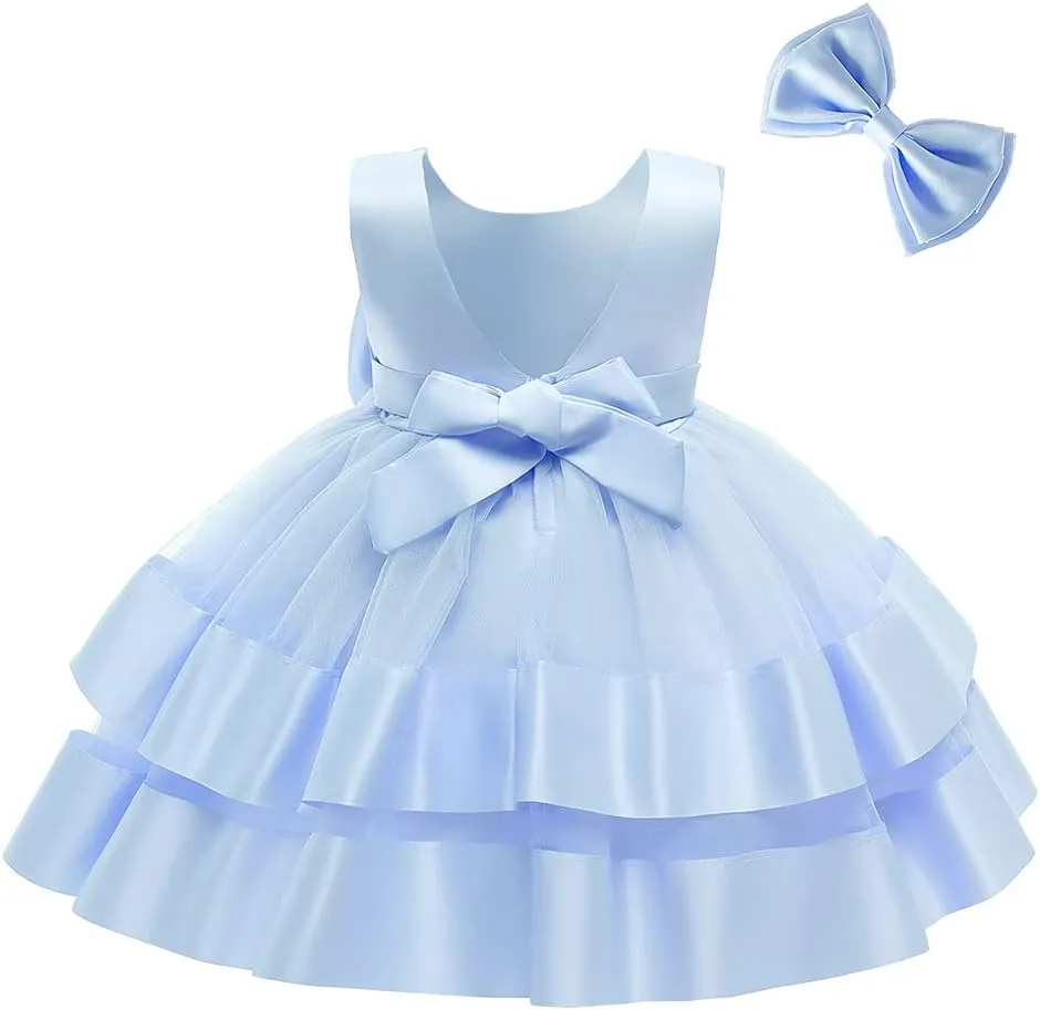 3M-6T Baby Girl Ruffle Lace Backless Pageant Dress Toddler Tutu Gown Flower Tulle Party Dresses