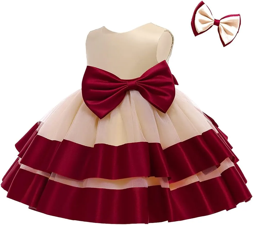 3M-6T Baby Girl Ruffle Lace Backless Pageant Dress Toddler Tutu Gown Flower Tulle Party Dresses