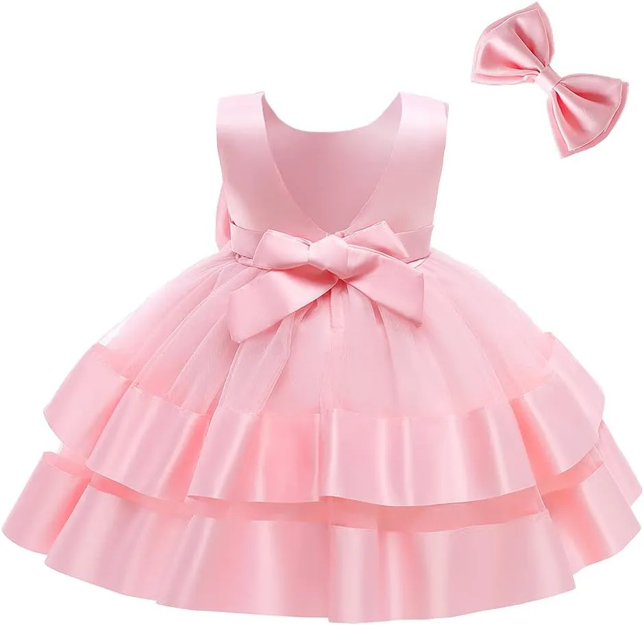 3M-6T Baby Girl Ruffle Lace Backless Pageant Dress Toddler Tutu Gown Flower Tulle Party Dresses