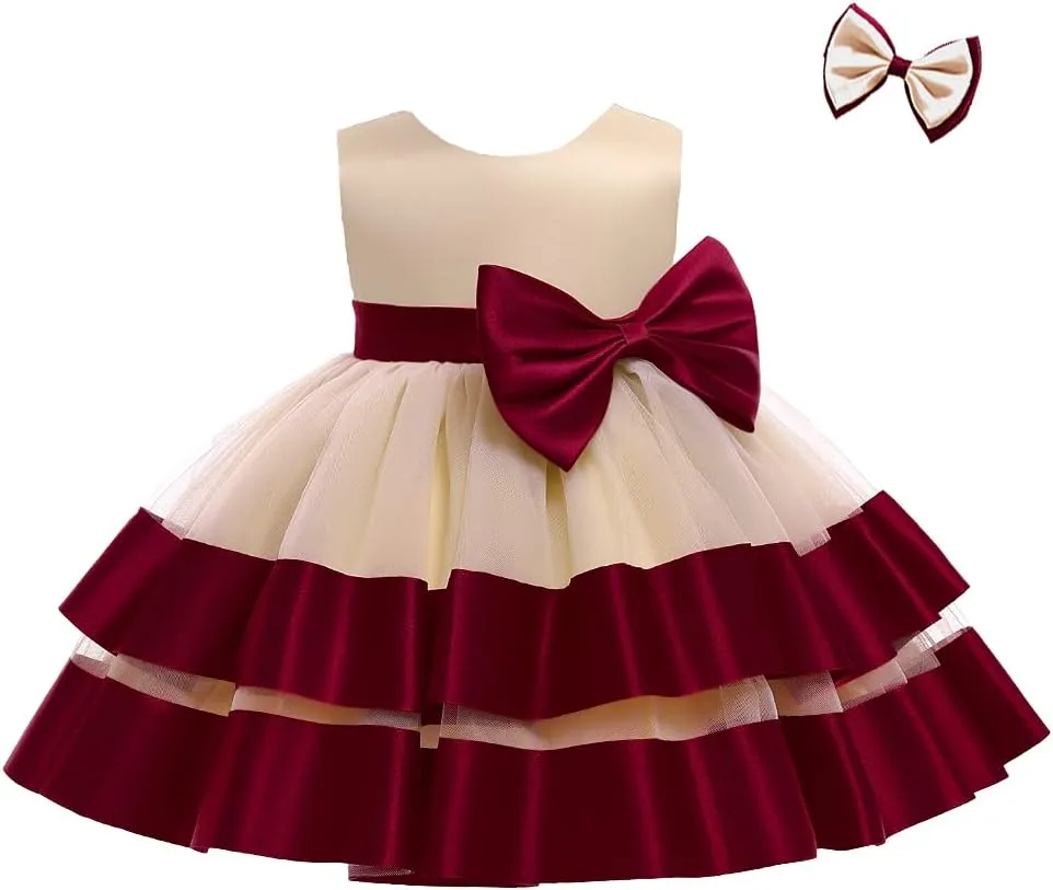 3M-6T Baby Girl Ruffle Lace Backless Pageant Dress Toddler Tutu Gown Flower Tulle Party Dresses