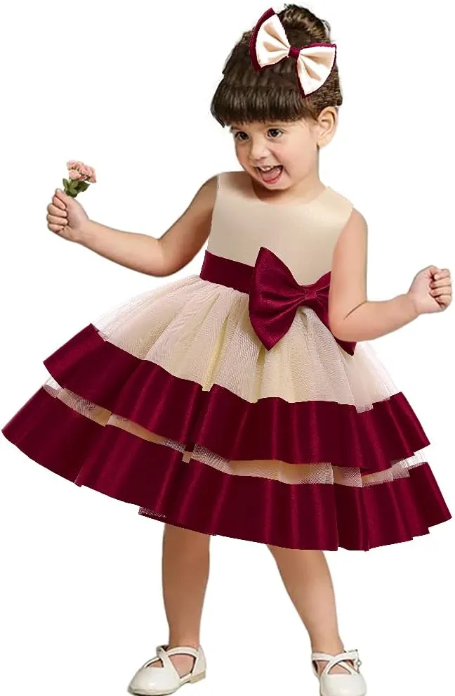 3M-6T Baby Girl Ruffle Lace Backless Pageant Dress Toddler Tutu Gown Flower Tulle Party Dresses