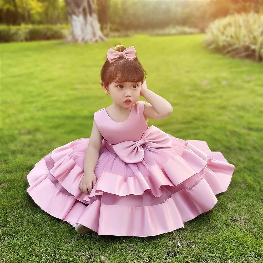 3M-6T Baby Girl Ruffle Lace Backless Pageant Dress Toddler Tutu Gown Flower Tulle Party Dresses