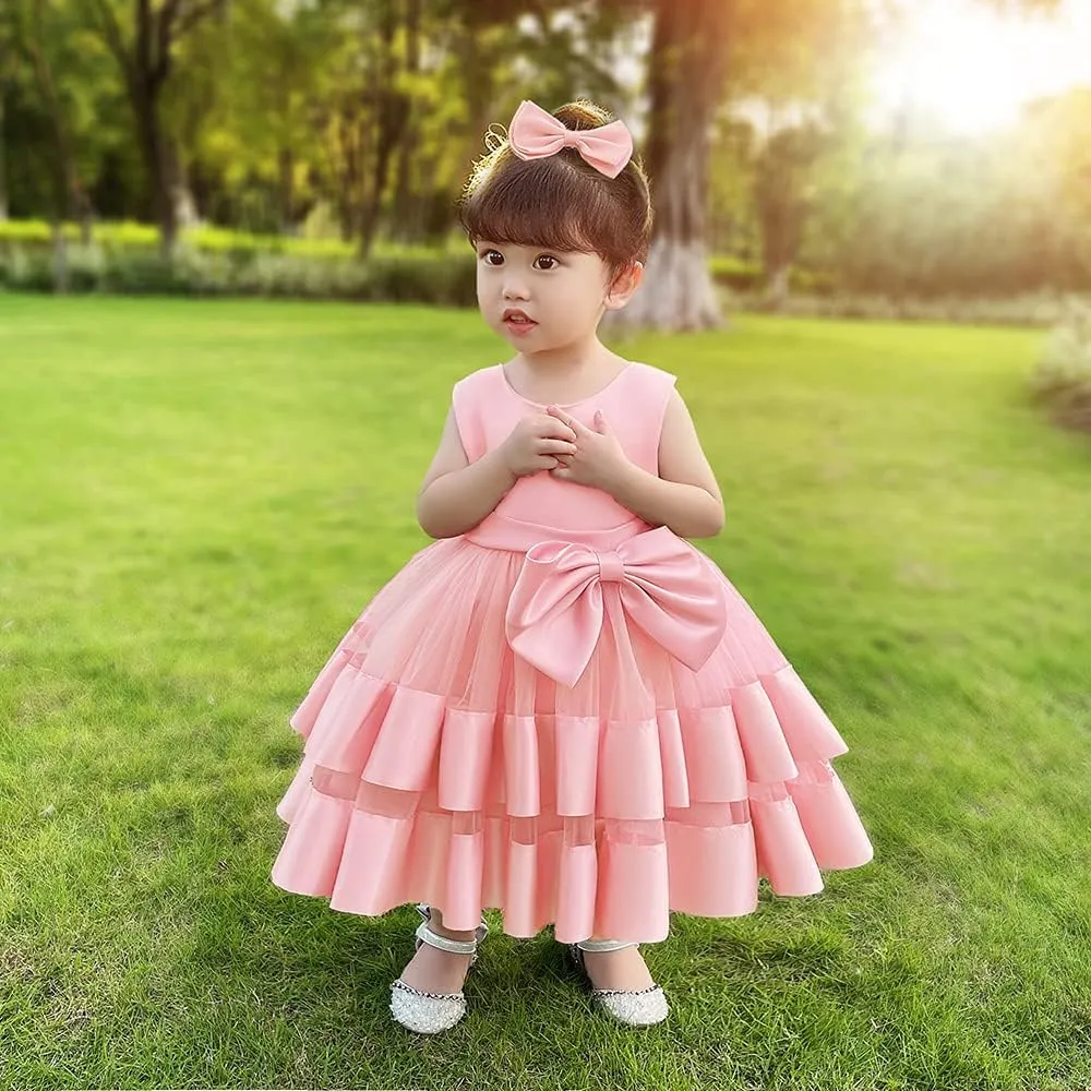 3M-6T Baby Girl Ruffle Lace Backless Pageant Dress Toddler Tutu Gown Flower Tulle Party Dresses