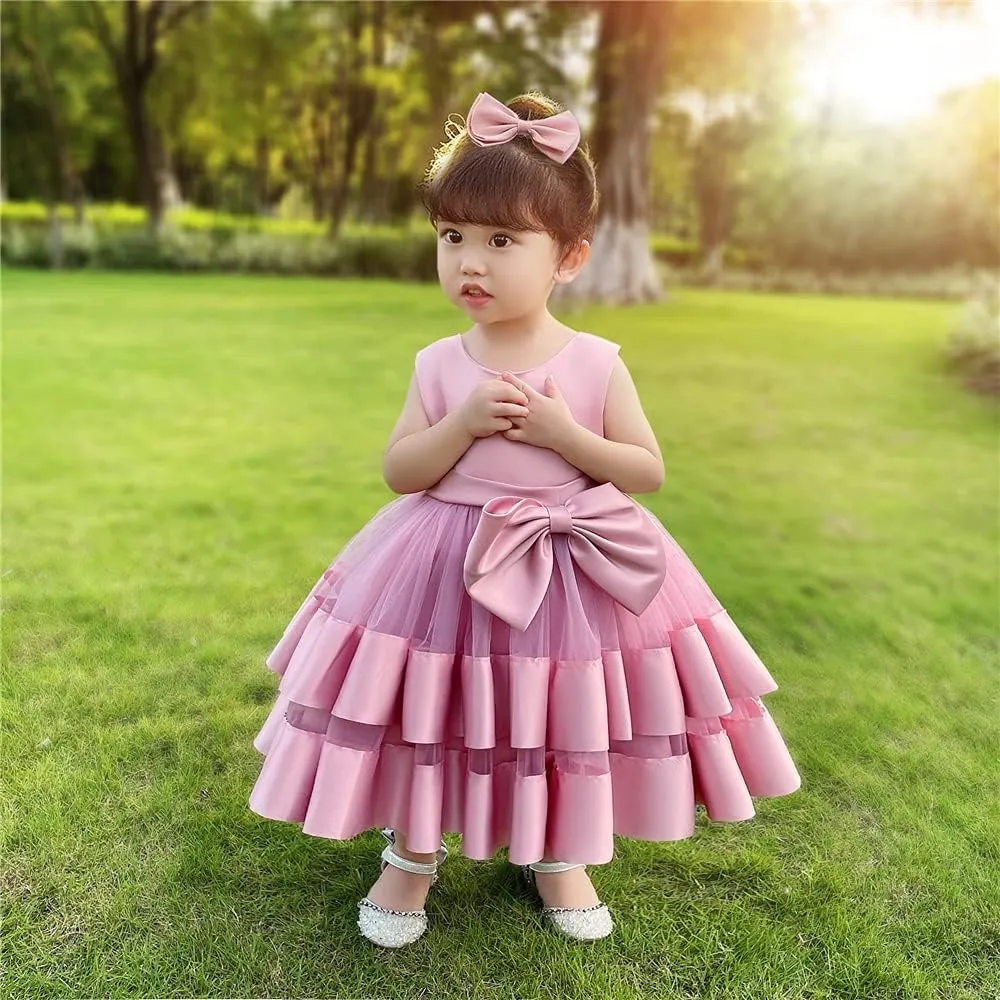 3M-6T Baby Girl Ruffle Lace Backless Pageant Dress Toddler Tutu Gown Flower Tulle Party Dresses