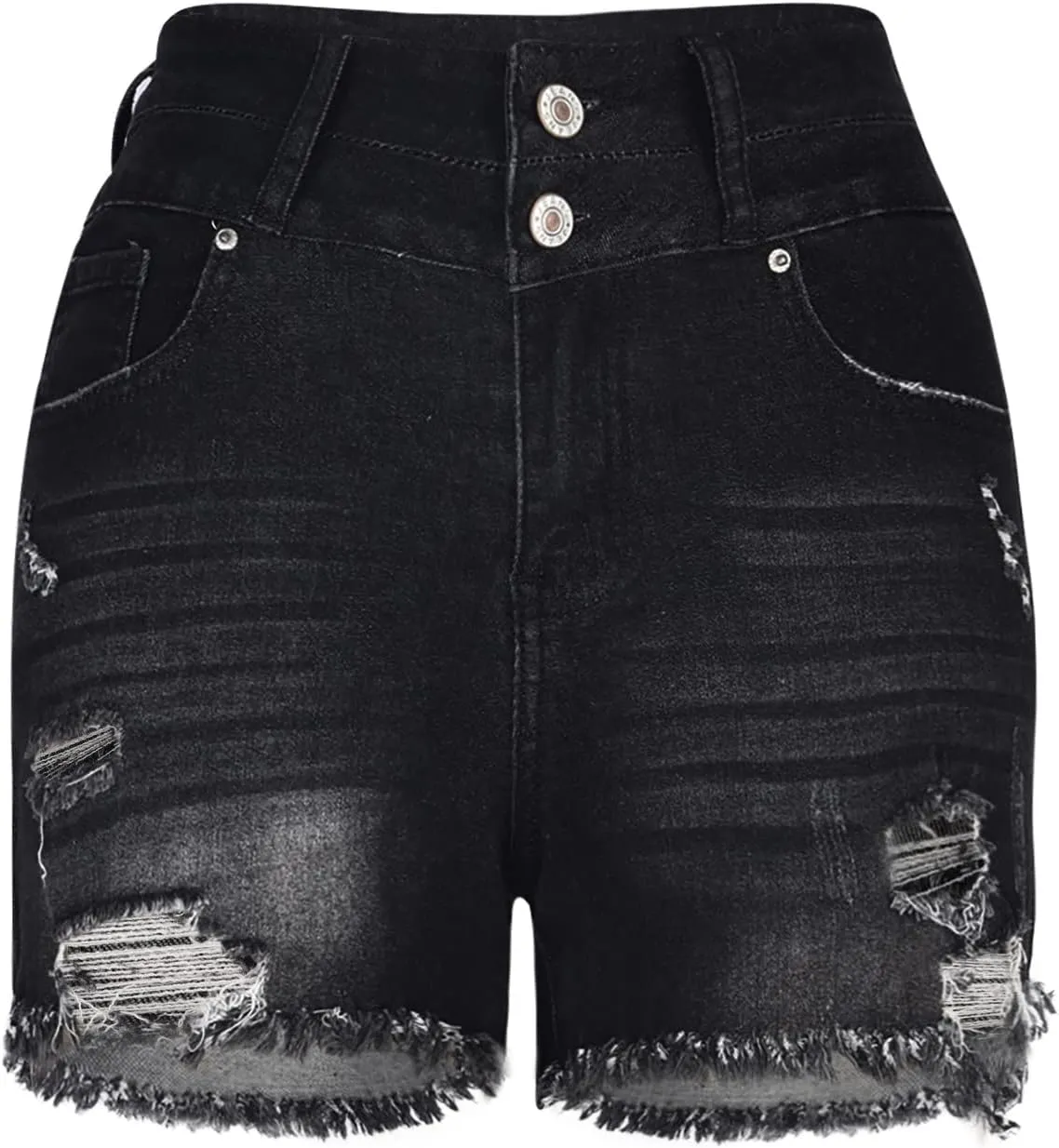 4th of July Women Star Stripe Patriotic Ripped Denim Shorts Summer Frayed Rolled Hem Stretch Button Fly Jean Shorts