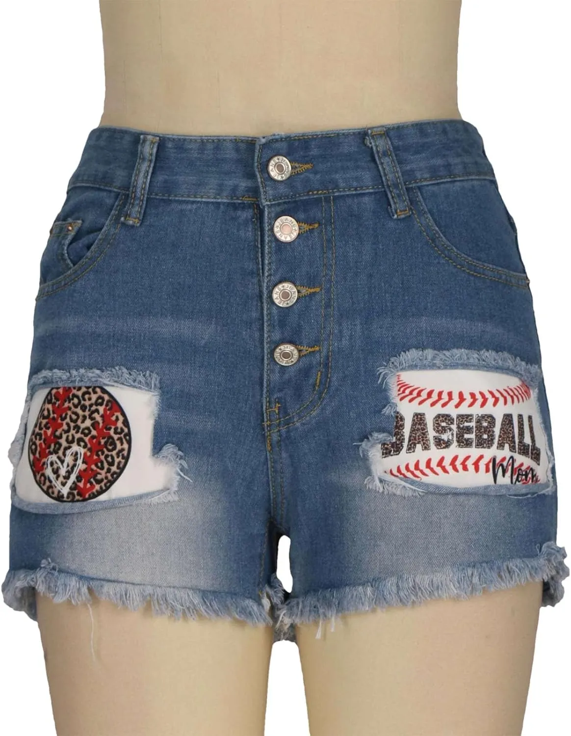 4th of July Women Star Stripe Patriotic Ripped Denim Shorts Summer Frayed Rolled Hem Stretch Button Fly Jean Shorts