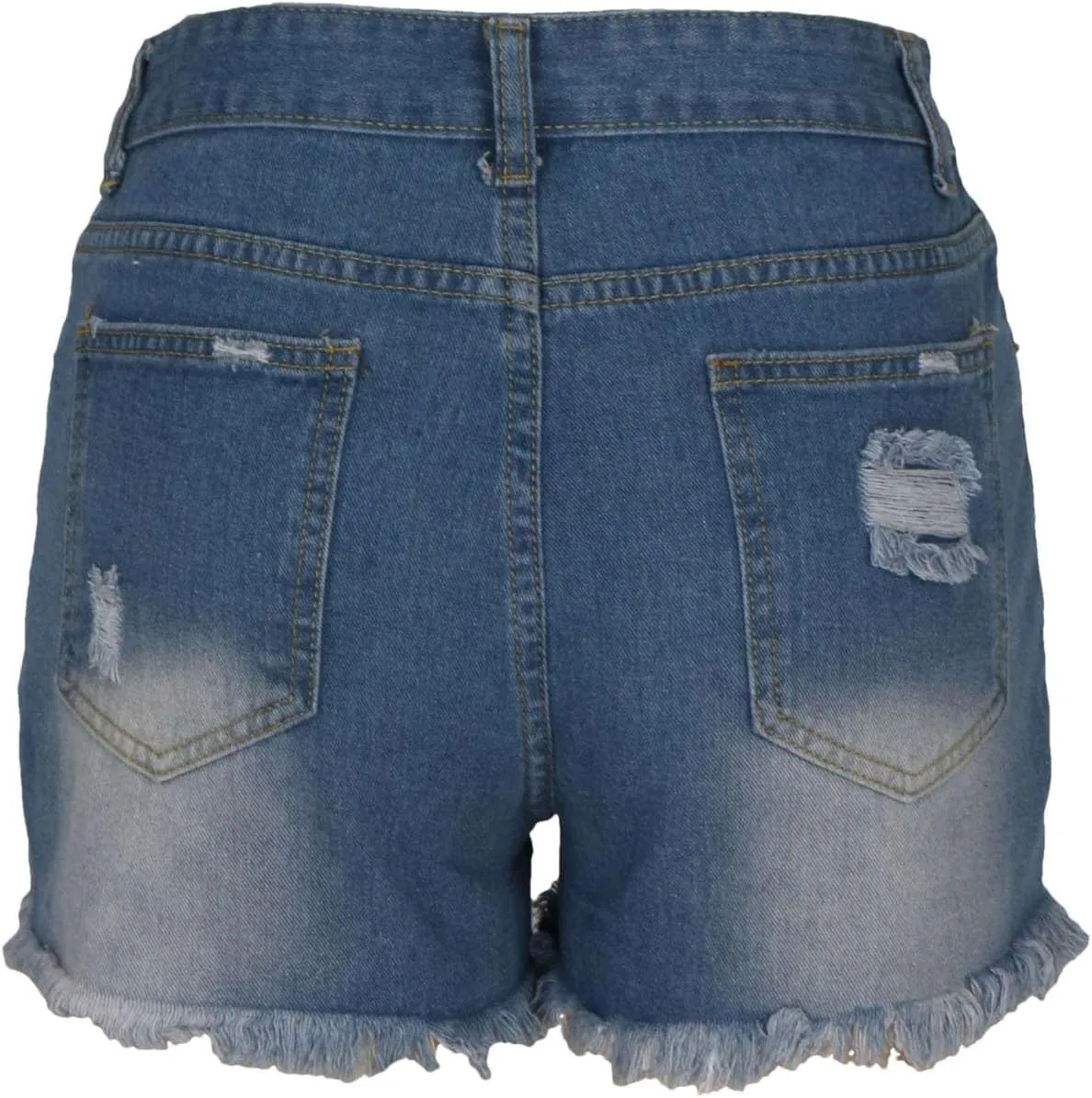4th of July Women Star Stripe Patriotic Ripped Denim Shorts Summer Frayed Rolled Hem Stretch Button Fly Jean Shorts