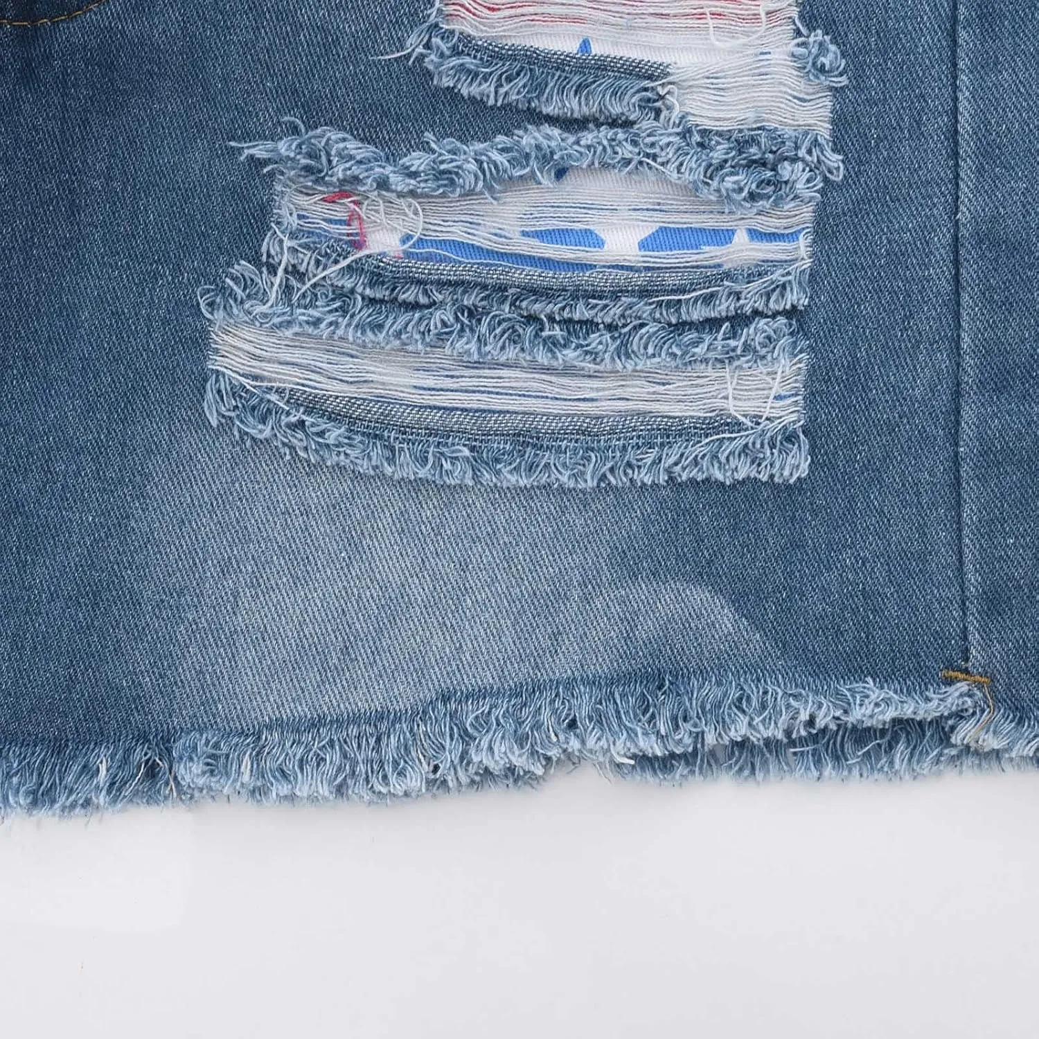 4th of July Women Star Stripe Patriotic Ripped Denim Shorts Summer Frayed Rolled Hem Stretch Button Fly Jean Shorts