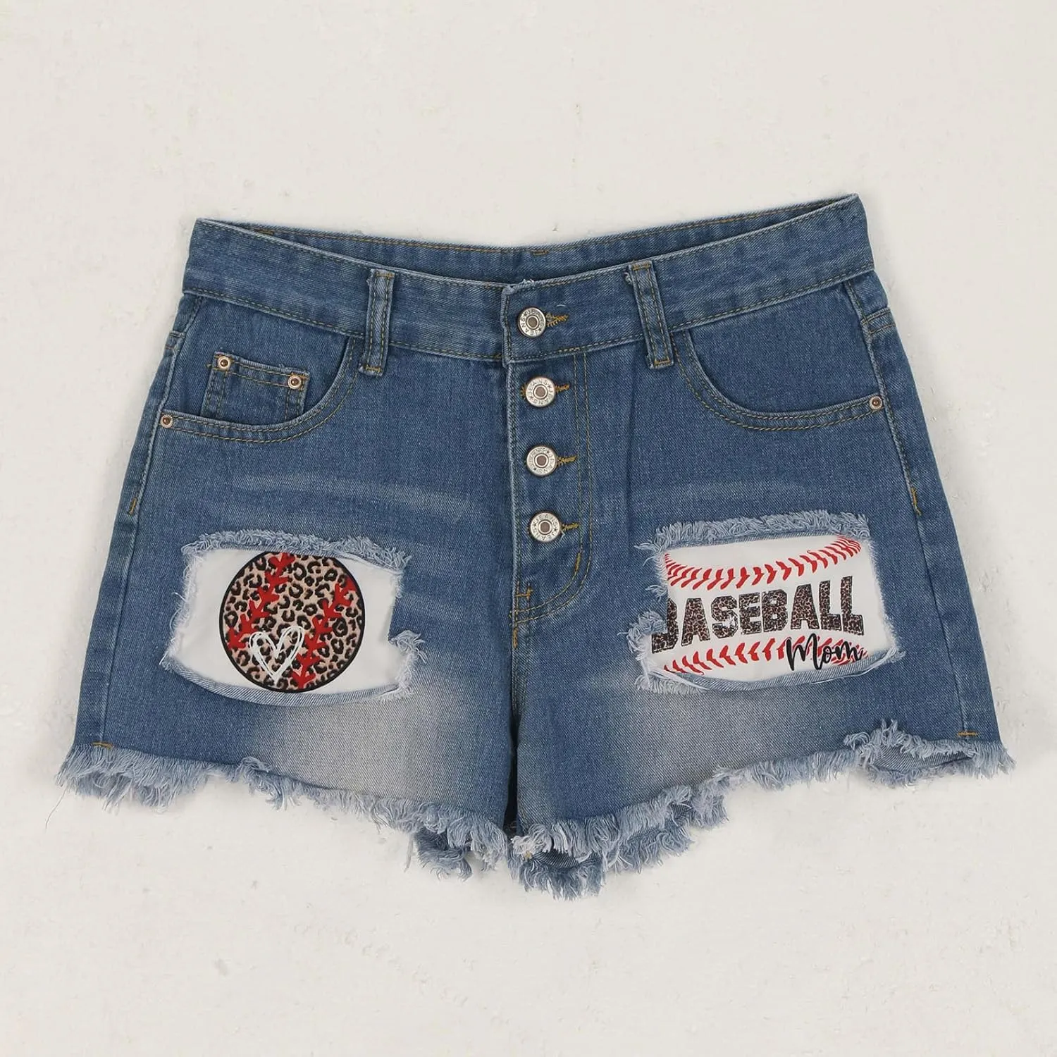 4th of July Women Star Stripe Patriotic Ripped Denim Shorts Summer Frayed Rolled Hem Stretch Button Fly Jean Shorts