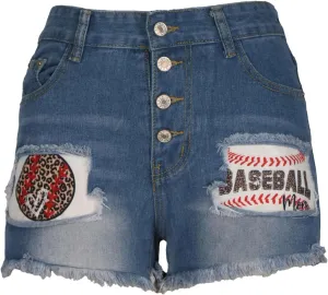 4th of July Women Star Stripe Patriotic Ripped Denim Shorts Summer Frayed Rolled Hem Stretch Button Fly Jean Shorts