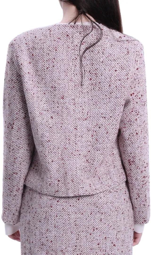 Amazhiyu Womens Wool Button-up Cropped Tweed Jacket Blazer Slim Fit with Pockets