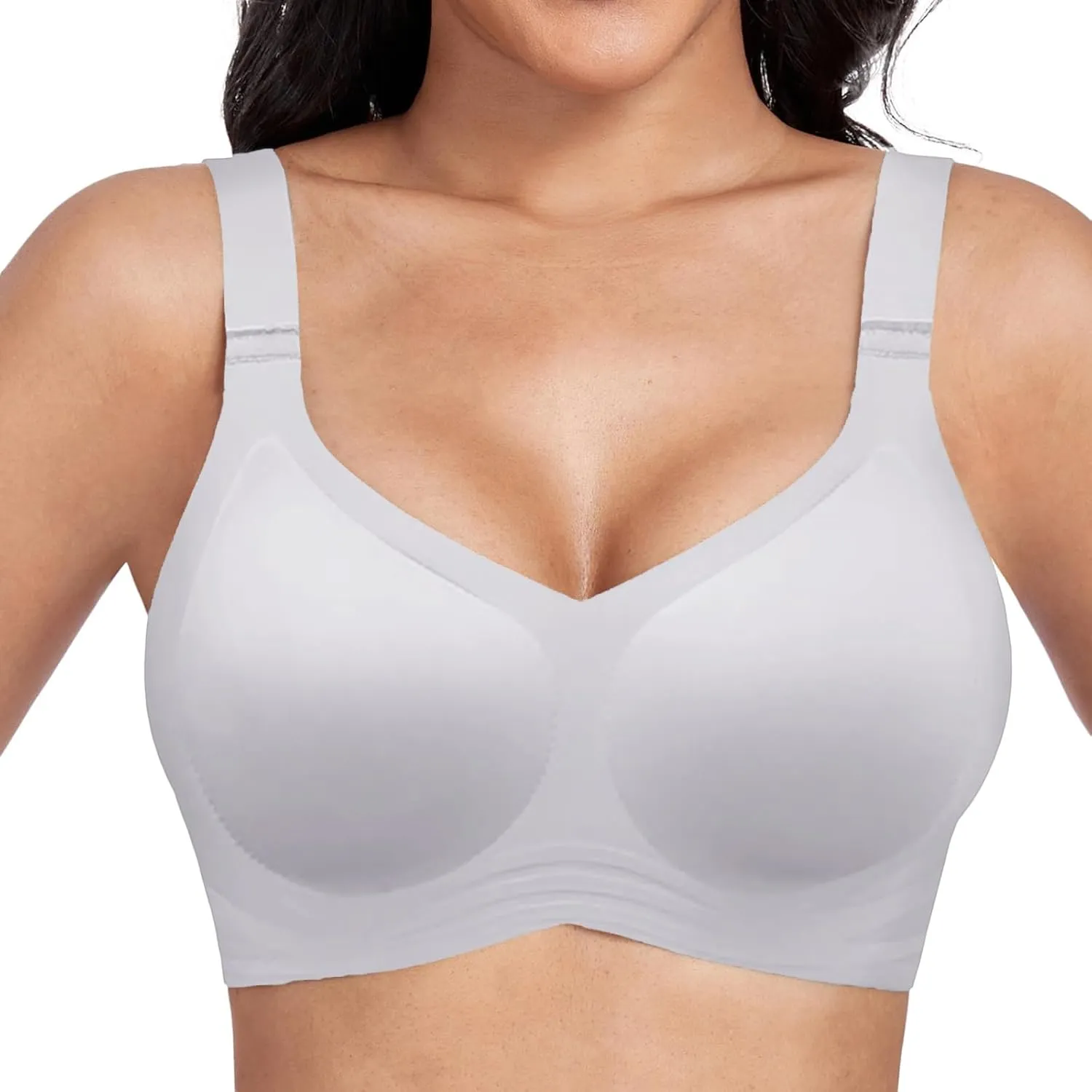 Anti Sagging Bras for Women V Neck Seamles Swirefree Quick Dry Bras No Underwire Soft Support Lightweight Comfy Bras