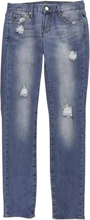 Articles of Society Womens Distressed Straight Leg Jeans, Blue, 29
