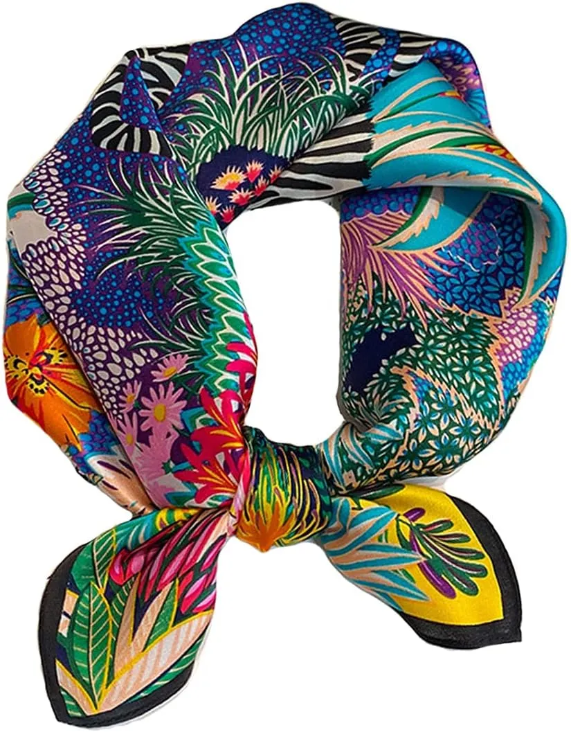 Aufeel Women's 100% Pure Mulberry Silk Small Square Scarf - Neckerchief Women - Silk Headscarf - 21" x 21"