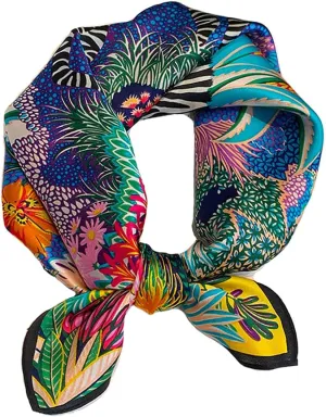 Aufeel Women's 100% Pure Mulberry Silk Small Square Scarf - Neckerchief Women - Silk Headscarf - 21" x 21"
