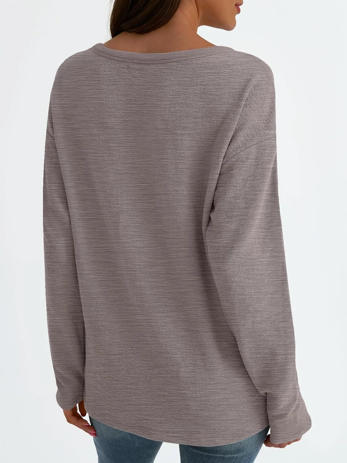 AUTOMET Women's Long Sleeve Oversized Tshirts V Neck 2025 Cotton Tops Lightweight Pullover Casual Basic Tees
