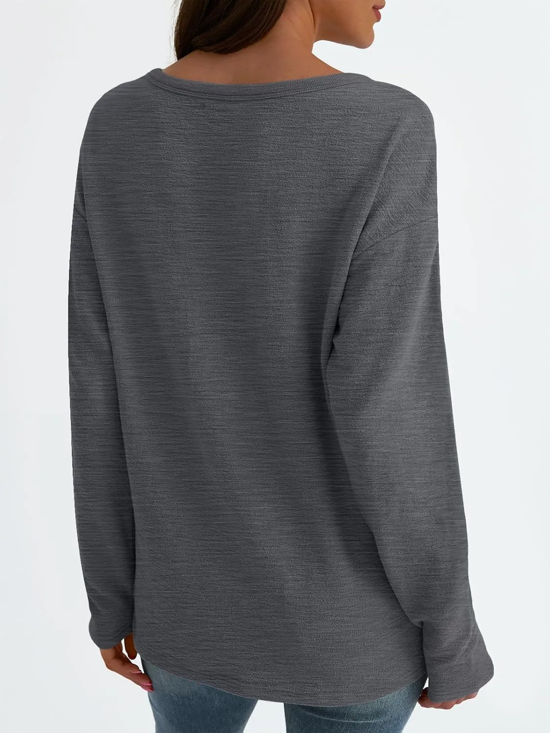 AUTOMET Women's Long Sleeve Oversized Tshirts V Neck 2025 Cotton Tops Lightweight Pullover Casual Basic Tees