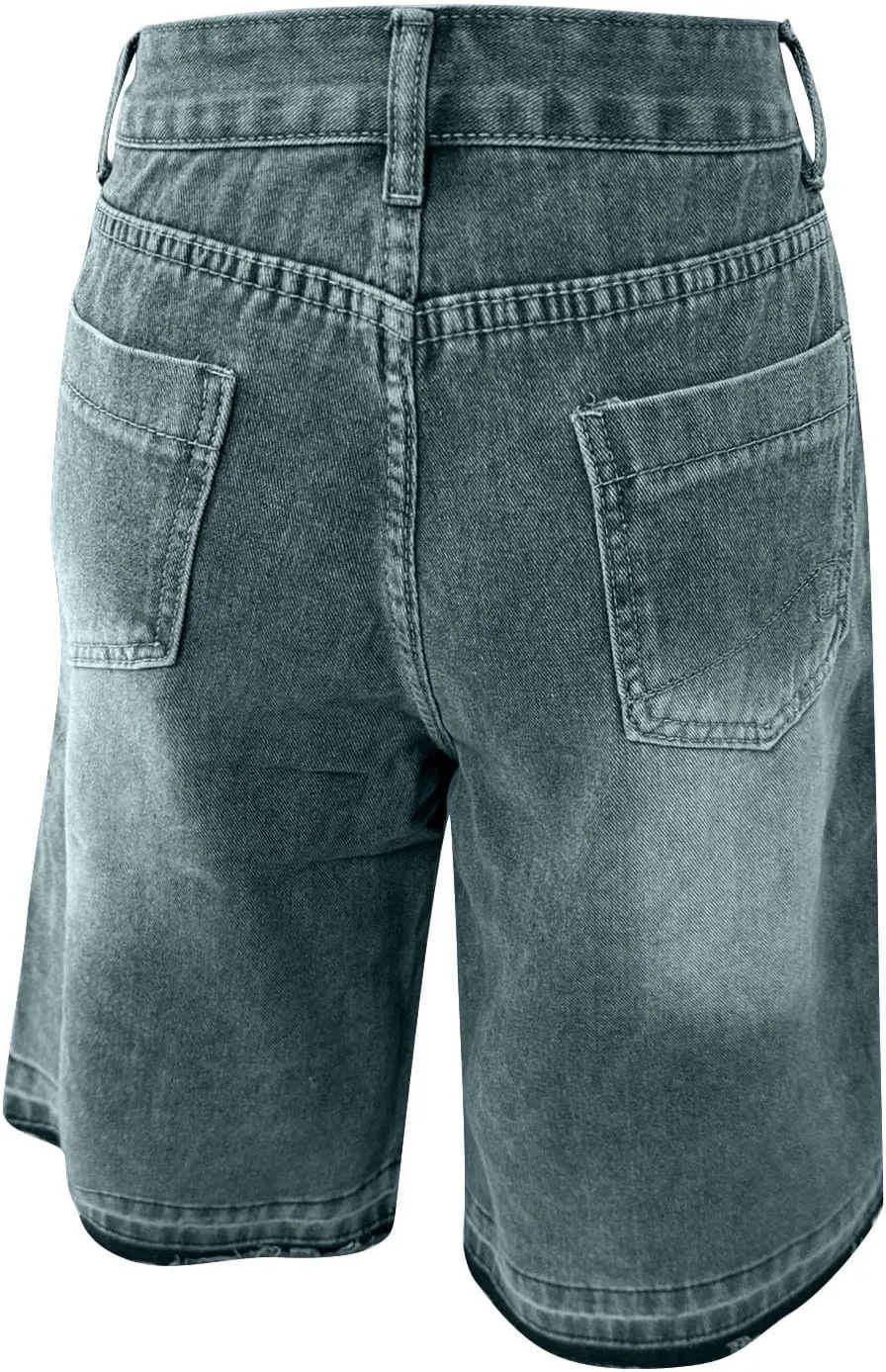 Bermuda Jean Shorts for Women High Waisted Trendy Stretchy Denim Shorts Knee Length Washed Casual Loose Long Shorts