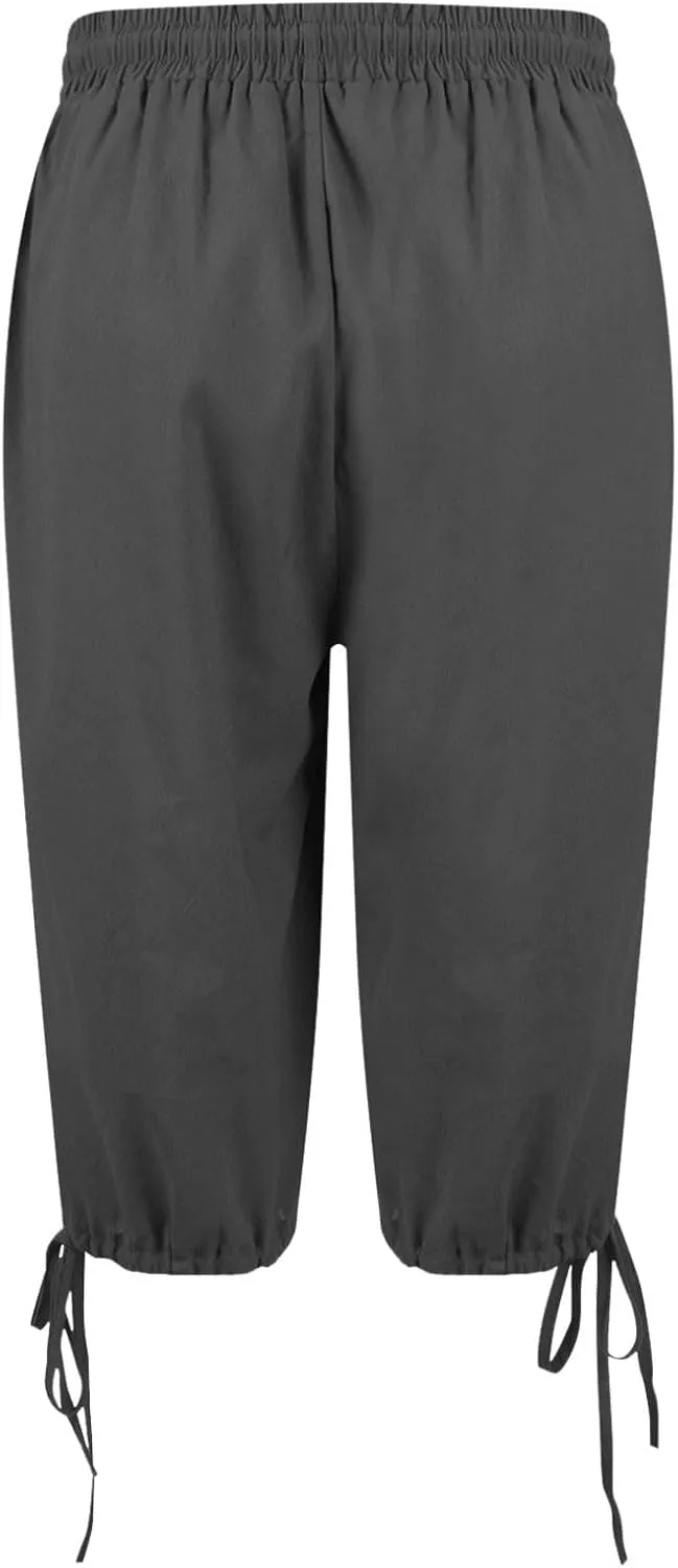 Bermuda Shorts for Women Knee Length Elastic Waist Drawstring Linen Shorts Lightweight Summer Long Shorts with Pockets