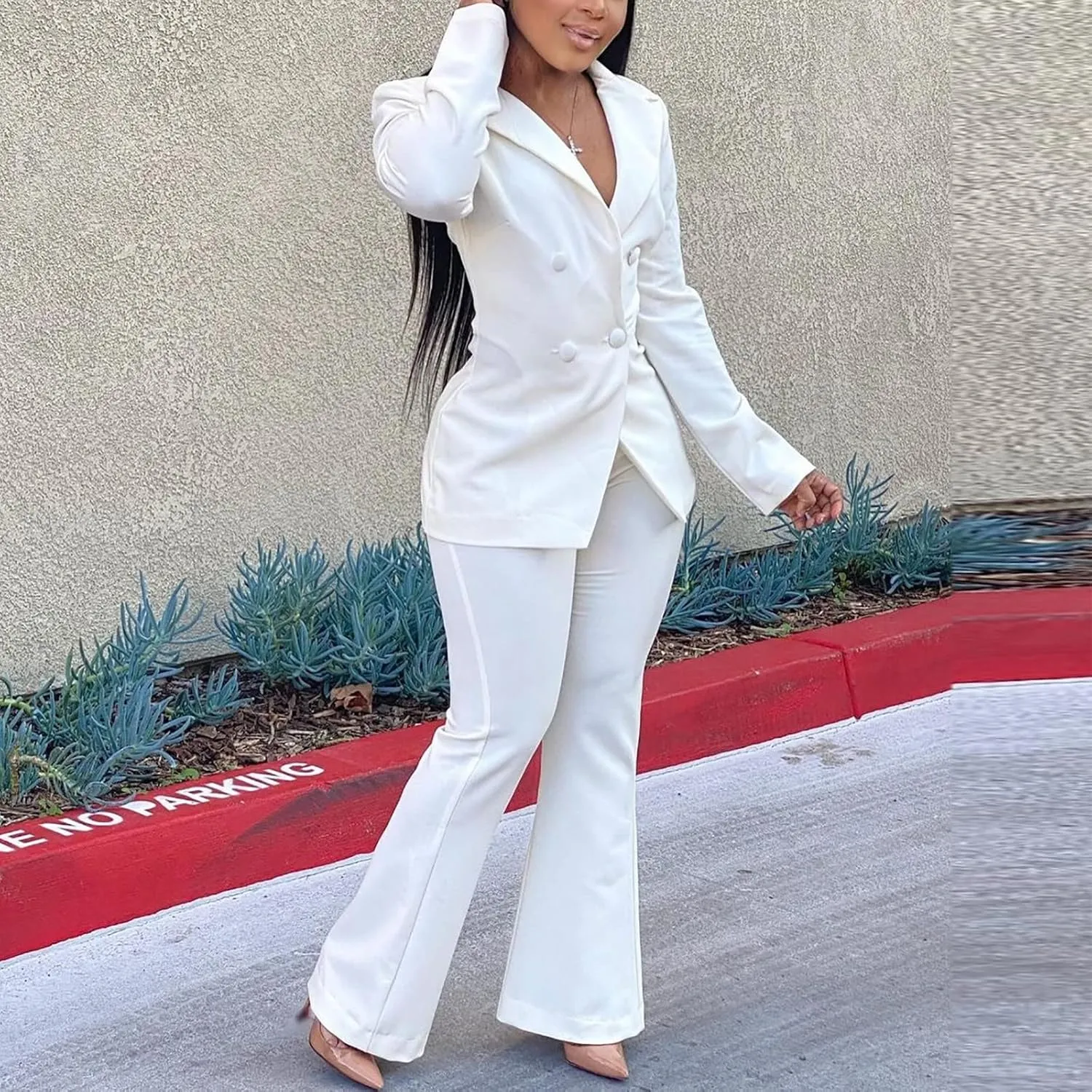 Blazer Sets Women 2 Piece Outfits Casual Sexy Slim Jacket Trendy Spring Fall Office Clothes Tops Pants Two
