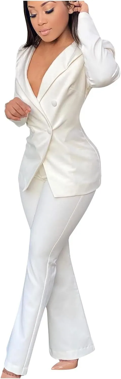 Blazer Sets Women 2 Piece Outfits Casual Sexy Slim Jacket Trendy Spring Fall Office Clothes Tops Pants Two