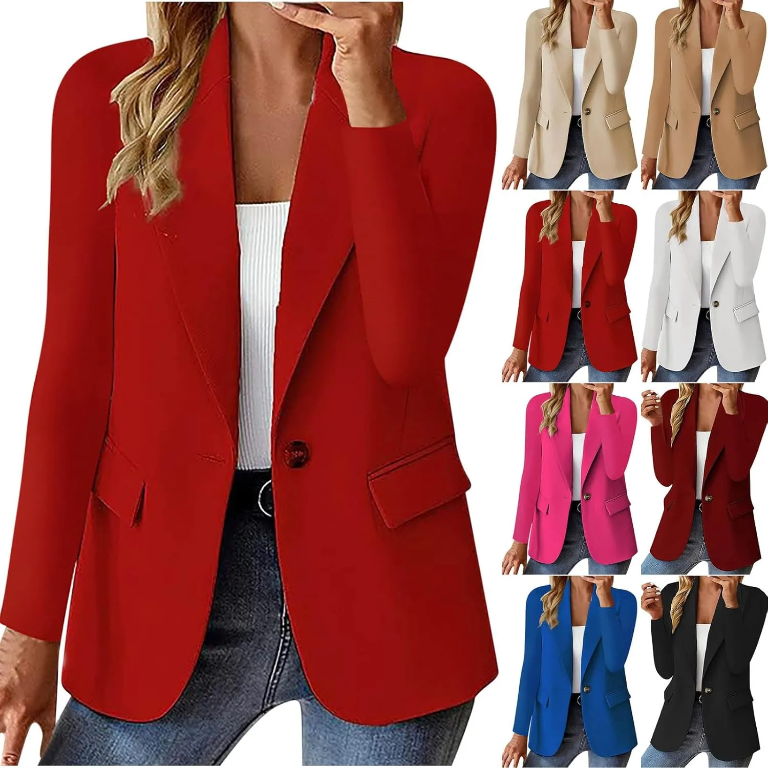 Blazers for Women Business Casual Jackets Long Sleeve Open Front Cardigan Work Suit 2024 Trendy Blazer with Pockets