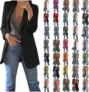 Blazers for Women Business Casual Plus Size Long Sleeve Work Office Jackets Lapel Open Front Blazer with Pockets