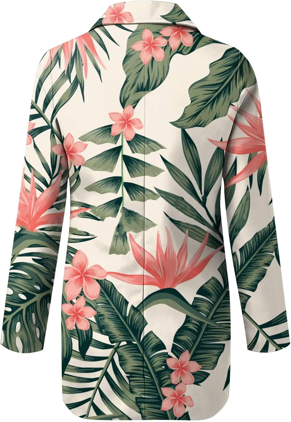 Blazers for Women Long Sleeve Button Open Front Blazer Jacket Solid/Hawaii Print Trendy Suite Coat with Pockets