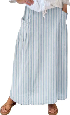 Boho Floral Maxi Skirts Women Elastic High Waist Tiered Pleated Flowy Long Summer Casual Beach Skirt