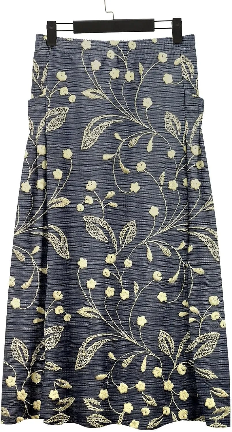 Boho Floral Summer Maxi Skirts Women Elastic High Waist Tiered Pleated Flowy Long Casual Beach Skirt