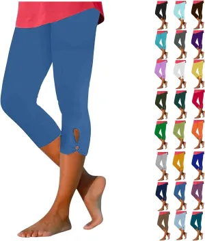 Capri Leggings for Women Cropped High Waist Yoga Pants Summer Dressy Capris Comfy Stretchy Workout Compression Pants