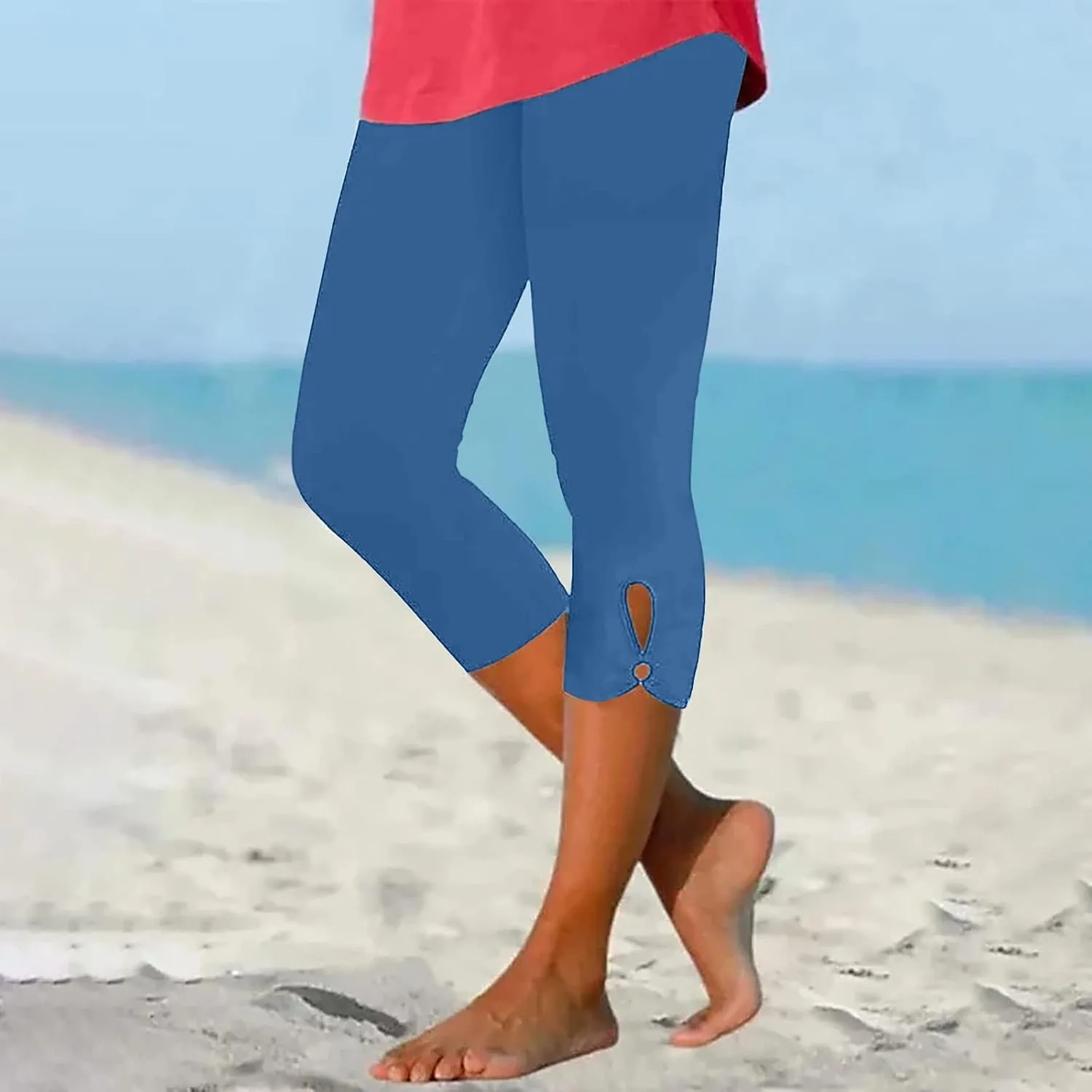 Capri Leggings for Women Cropped High Waist Yoga Pants Summer Dressy Capris Comfy Stretchy Workout Compression Pants