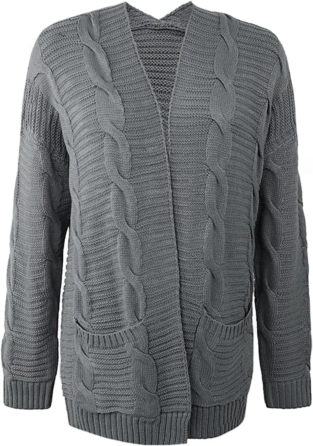 Cardigan Sweaters for Women Long Sleeve Open Front Cable Knit Cardigan with Pockets Casual Cozy Knit Sweater Coats