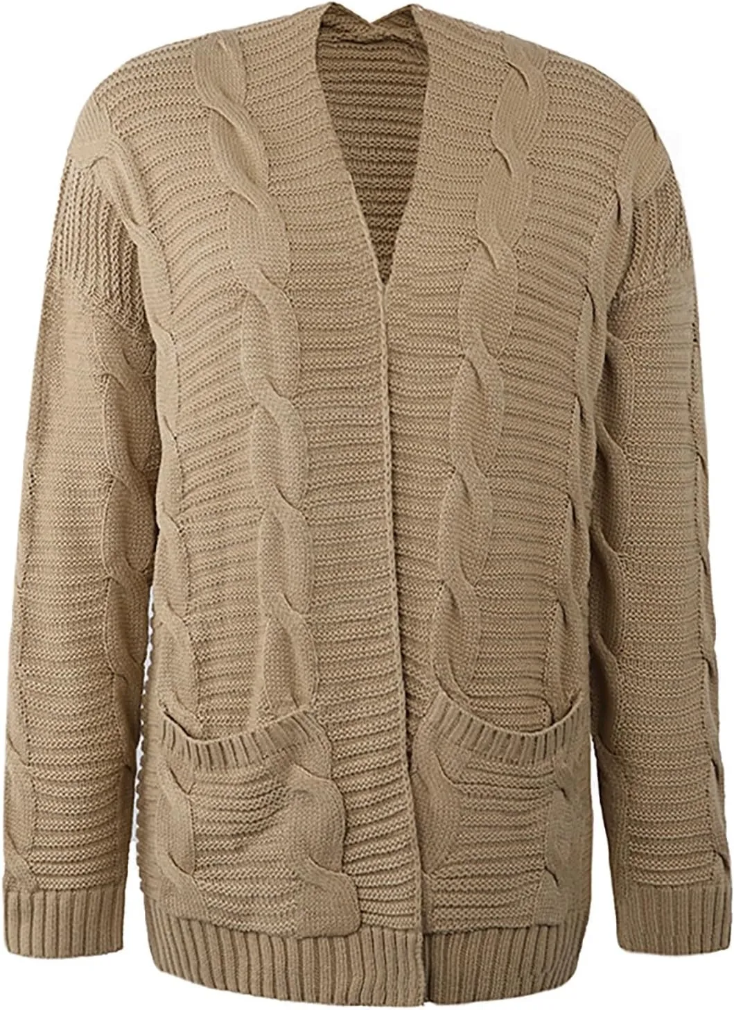 Cardigan Sweaters for Women Long Sleeve Open Front Cable Knit Cardigan with Pockets Casual Cozy Knit Sweater Coats