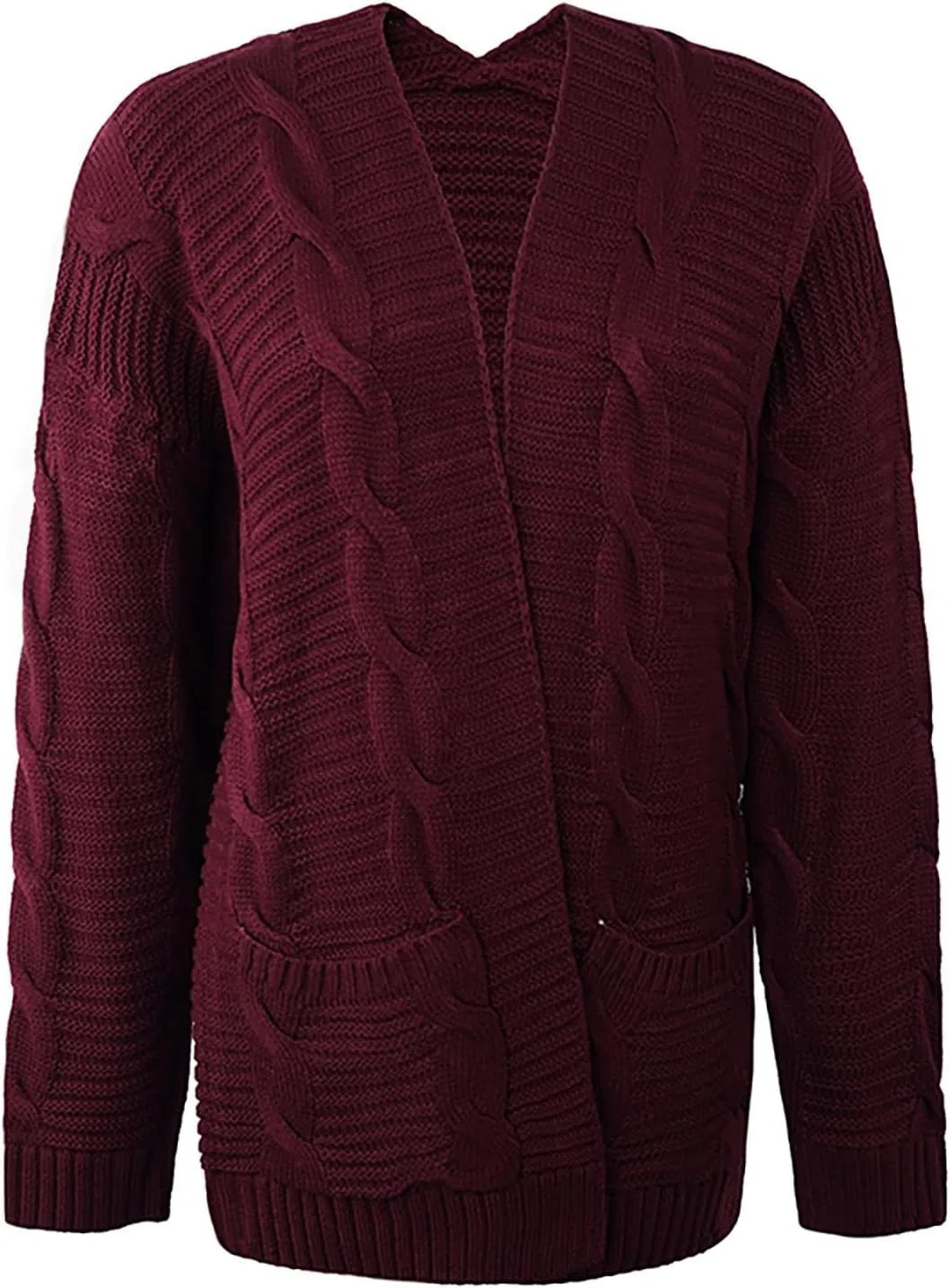 Cardigan Sweaters for Women Long Sleeve Open Front Cable Knit Cardigan with Pockets Casual Cozy Knit Sweater Coats