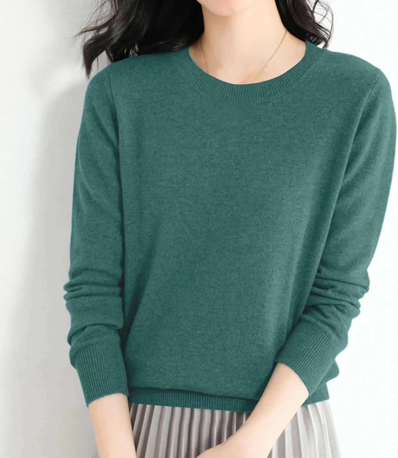 Cashmere Sweater Women Fall Winter Knitted Crew Neck Sweater Sweaters Lightweight Trendy Long Sleeve Pullover Tops for Travel