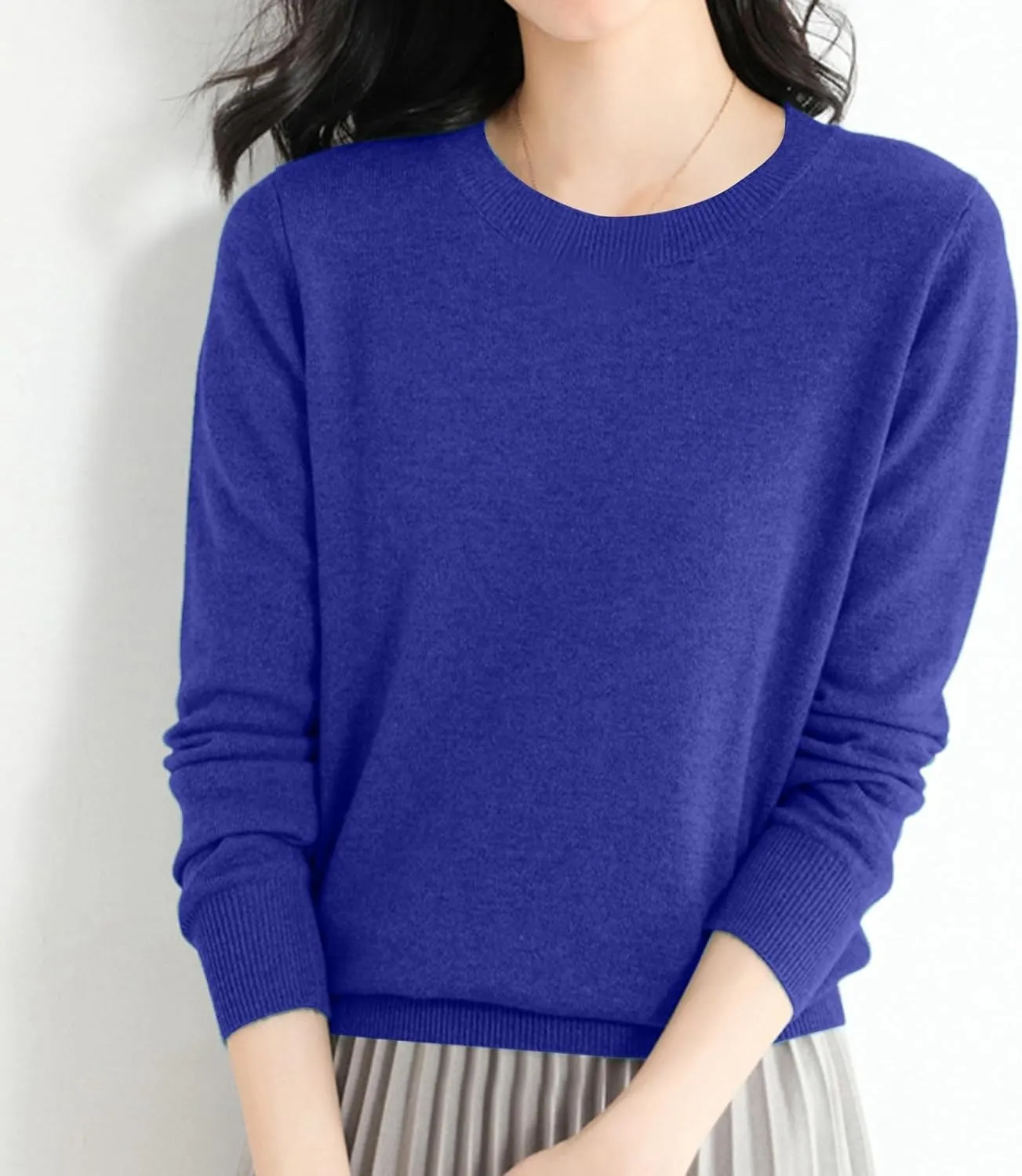 Cashmere Sweater Women Fall Winter Knitted Crew Neck Sweater Sweaters Lightweight Trendy Long Sleeve Pullover Tops for Travel