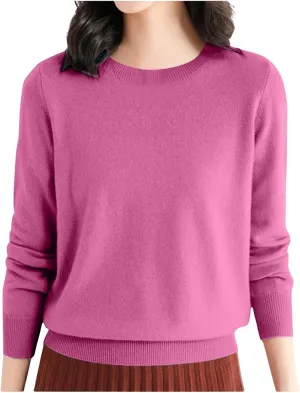 Cashmere Sweater Women Fall Winter Knitted Crew Neck Sweater Sweaters Lightweight Trendy Long Sleeve Pullover Tops for Travel