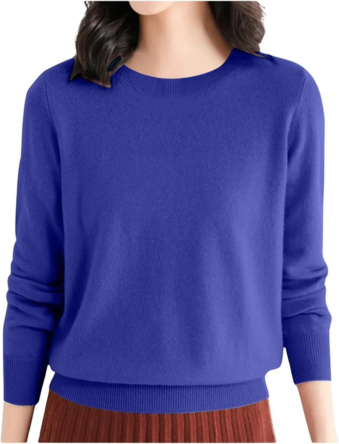 Cashmere Sweater Women Fall Winter Knitted Crew Neck Sweater Sweaters Lightweight Trendy Long Sleeve Pullover Tops for Travel