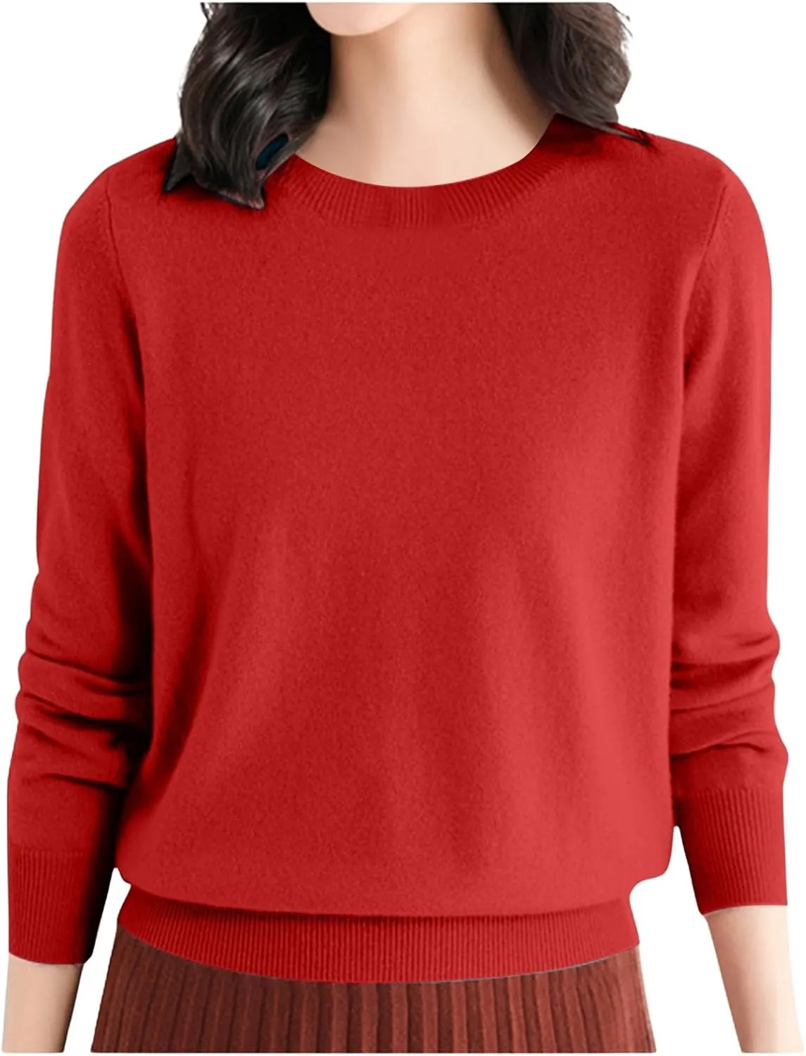 Cashmere Sweater Women Fall Winter Knitted Crew Neck Sweater Sweaters Lightweight Trendy Long Sleeve Pullover Tops for Travel
