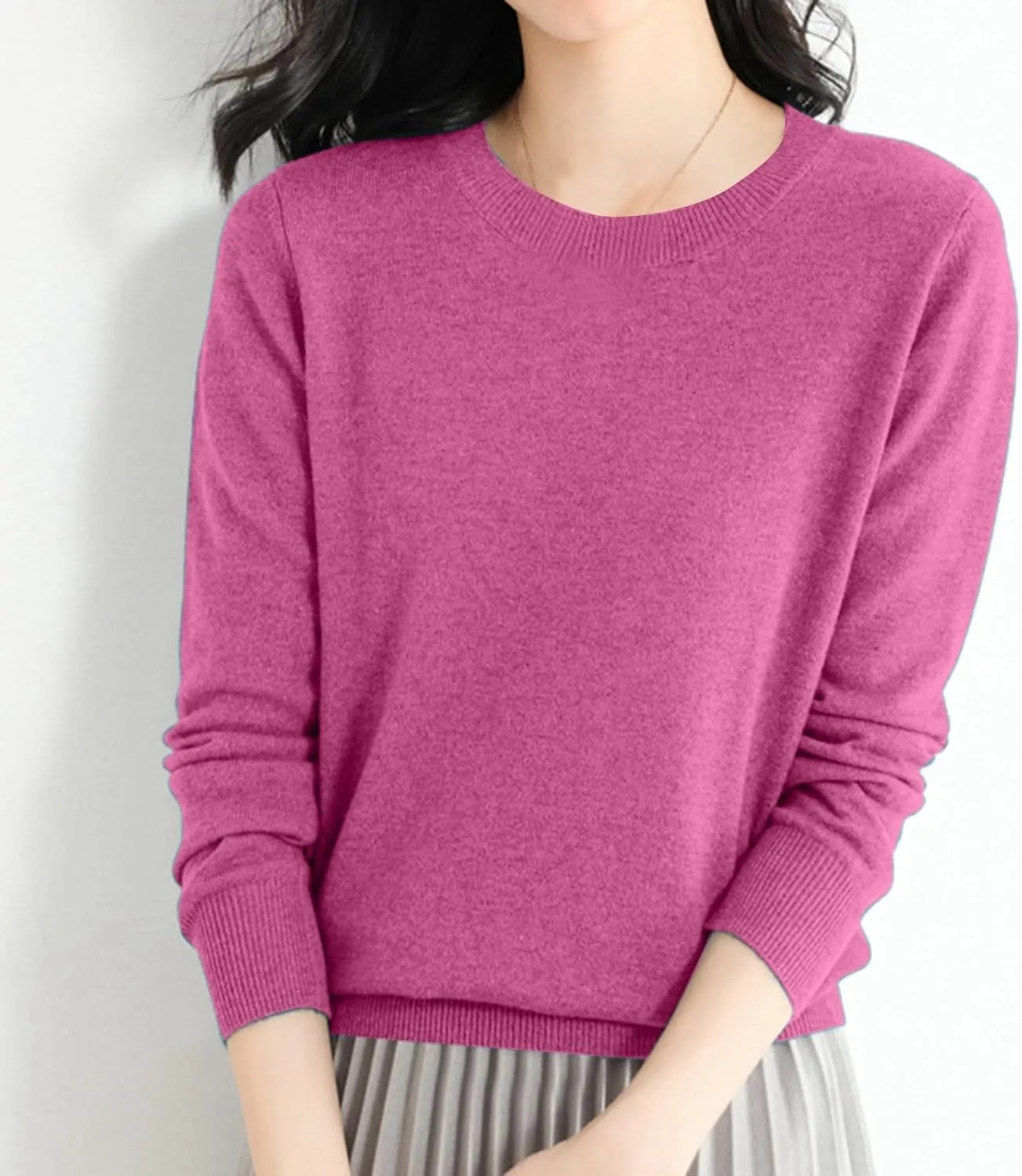 Cashmere Sweater Women Fall Winter Knitted Crew Neck Sweater Sweaters Lightweight Trendy Long Sleeve Pullover Tops for Travel