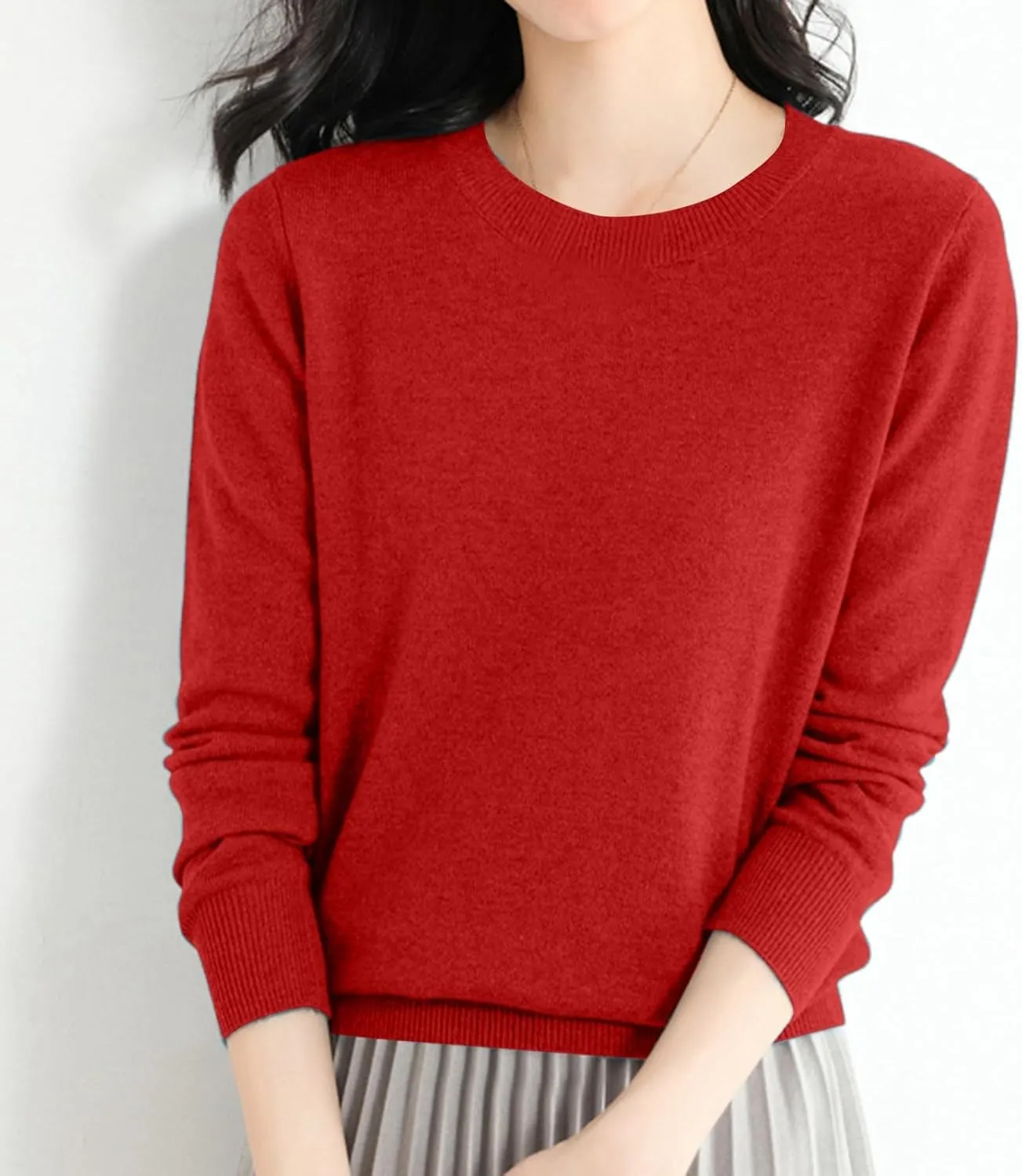 Cashmere Sweater Women Fall Winter Knitted Crew Neck Sweater Sweaters Lightweight Trendy Long Sleeve Pullover Tops for Travel