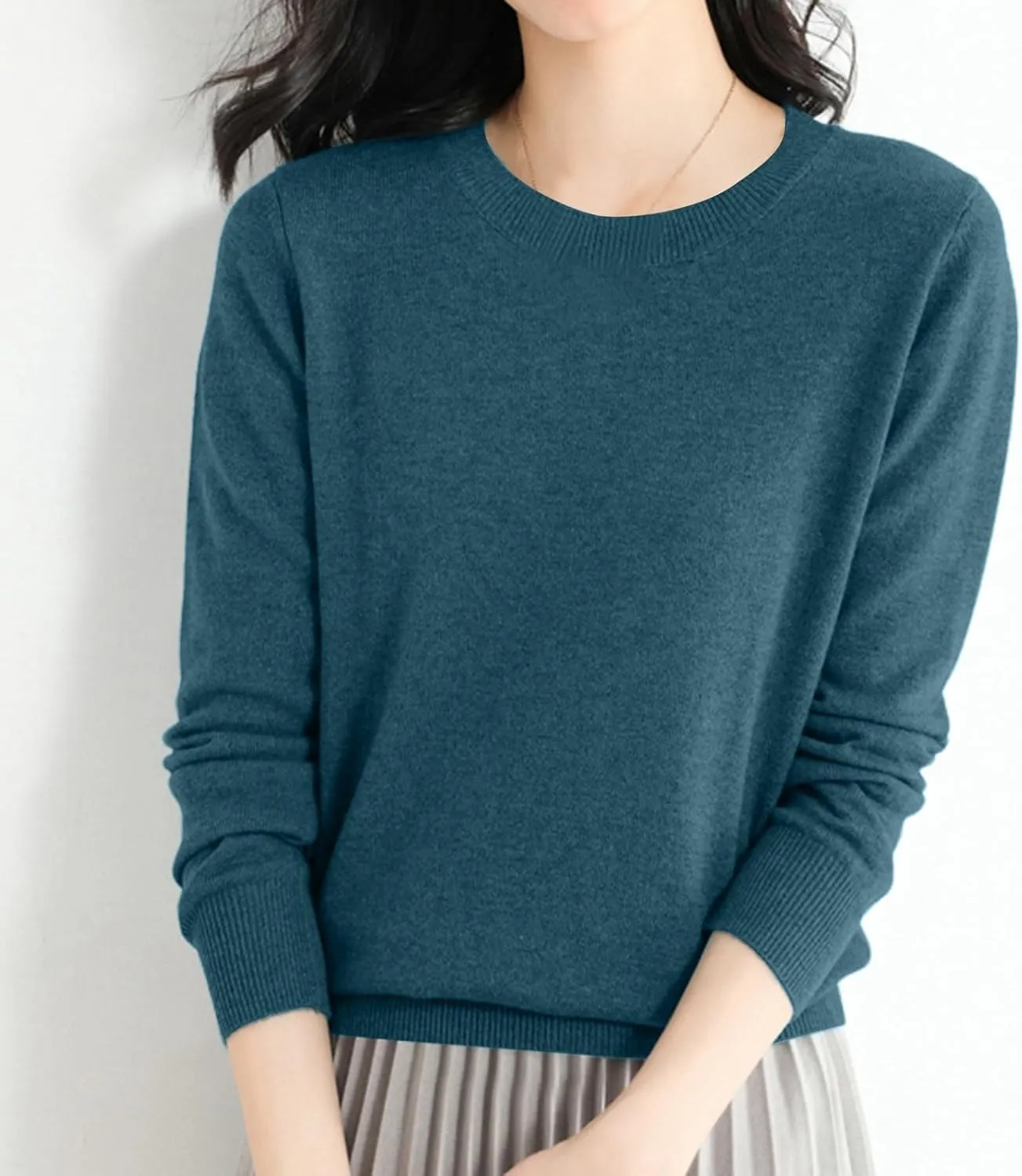 Cashmere Sweater Women Fall Winter Knitted Crew Neck Sweater Sweaters Lightweight Trendy Long Sleeve Pullover Tops for Travel