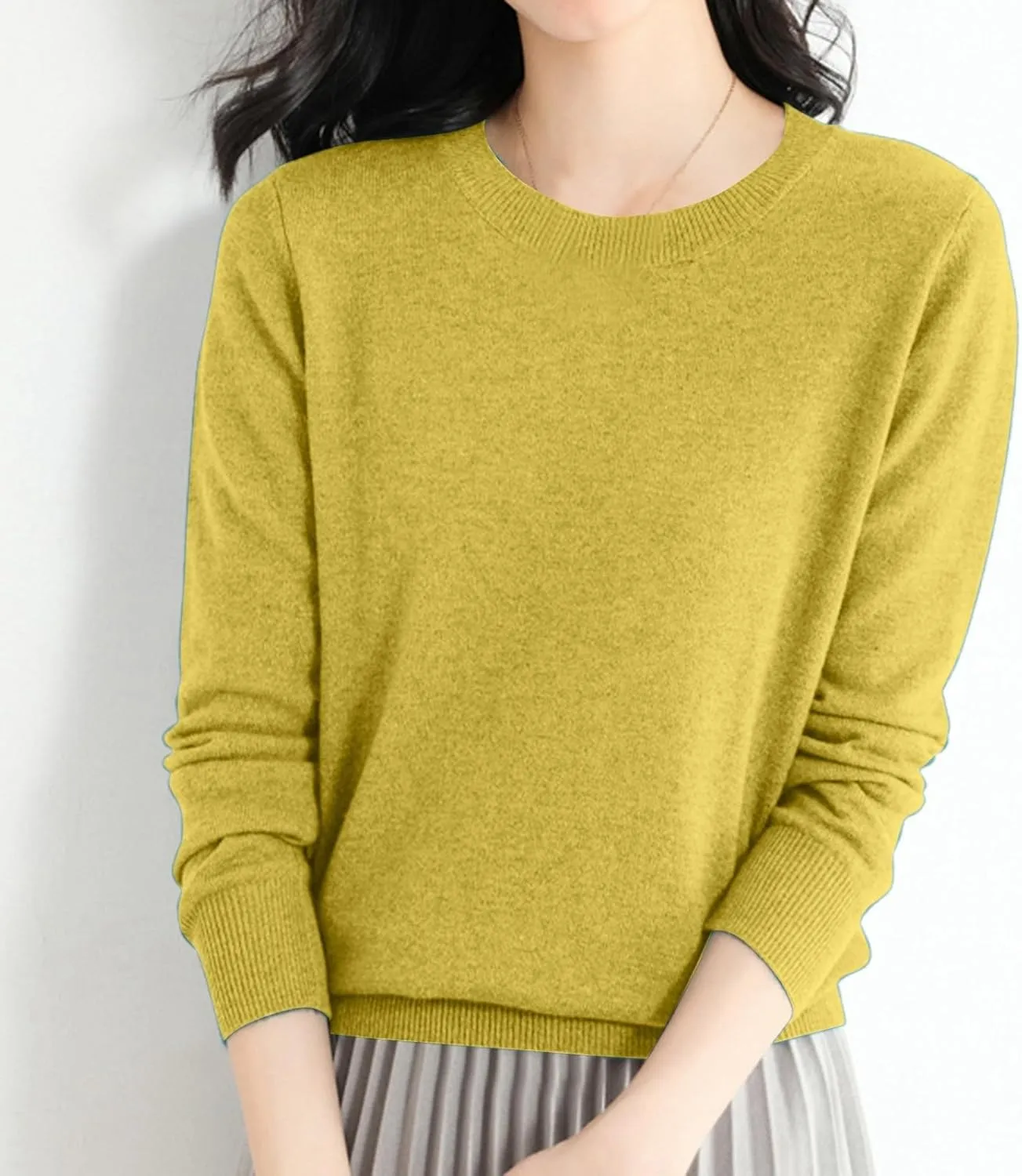 Cashmere Sweater Women Fall Winter Knitted Crew Neck Sweater Sweaters Lightweight Trendy Long Sleeve Pullover Tops for Travel