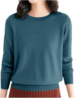 Cashmere Sweater Women Fall Winter Knitted Crew Neck Sweater Sweaters Lightweight Trendy Long Sleeve Pullover Tops for Travel