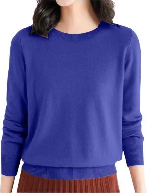 Cashmere Sweater Women Fall Winter Knitted Crew Neck Sweater Sweaters Lightweight Trendy Long Sleeve Pullover Tops for Travel